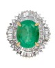 Emerald and Double Halo Diamond Ring in Gold